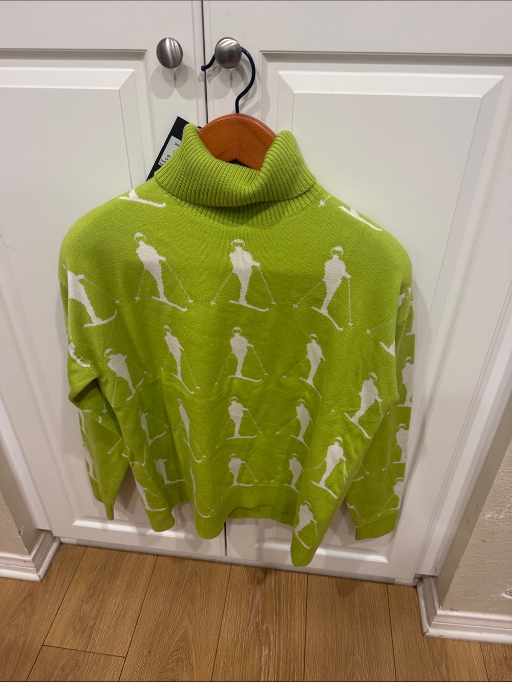 Alp N Rock Lime Green Ski Motif Turtleneck Sweater